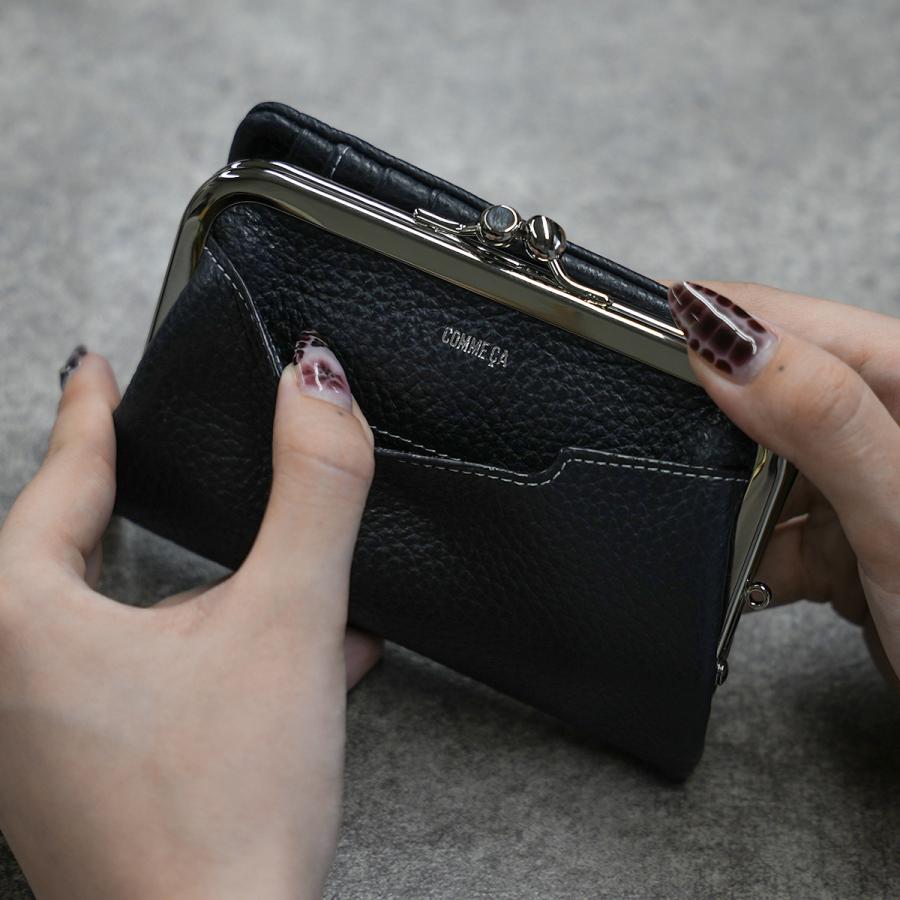COMME CA DU MODE 牛革 がま口財布 黒 新品 COMME CA（コムサ） 最大42% 7/22限定 二つ折り財布 がま口財布