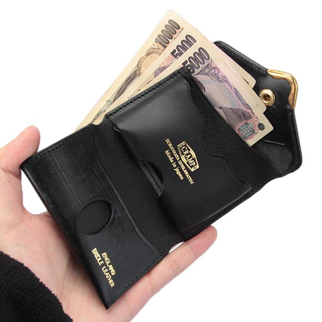 CRAMP 三つ折り財布 ブライドルレザー ブラック 値下げ交渉有り！！ cramp（クランプ） 最大51% 7/22限定 財布 三つ折り財布 ミニ財布 ミニ