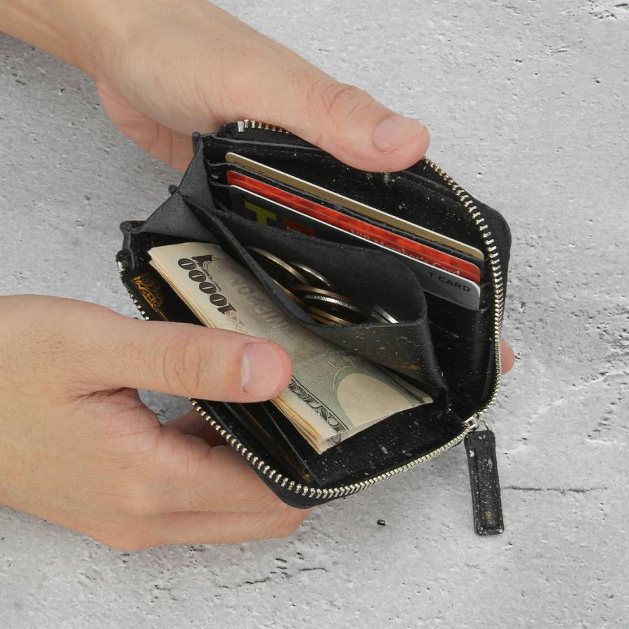 最大50% 9/8限定 クルニー ミニ財布 二つ折り財布 メンズ レディース ブランド レザー 本革 日本製 薄型 L字ファスナー 御影石 ミカゲ CRONY. CRMK-05 | CRONY. | 08
