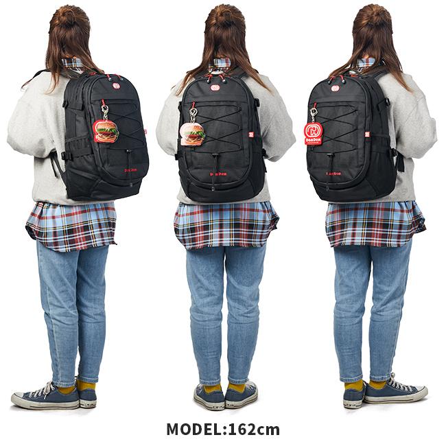 最大44% 9/11から ドムドムバーガー リュック 30L 通学 大容量 軽量 撥水 黒 女子 男子 中学生 高校生 スクールバッグ B4 ドムドムハンバーガー DOMDOM DM001 | ブランド登録なし | 08