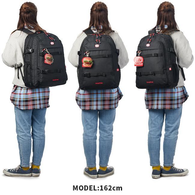最大49% 5/1限定 ドムドムバーガー リュック 30L 通学 大容量 軽量 撥水 黒 女子 男子 中学生 高校生 スクールバッグ B4 ドムドムハンバーガー DOMDOM DM002 | ブランド登録なし | 08