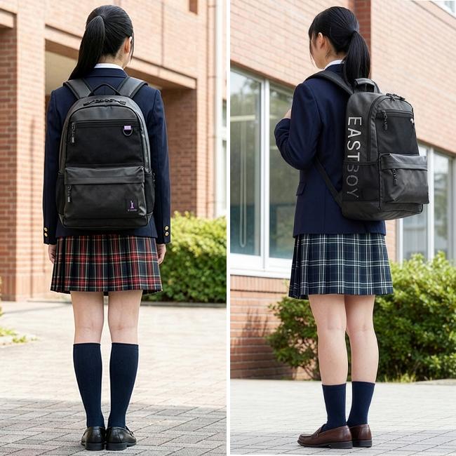 最大44% 4/17から イーストボーイ スクバ スクールバッグ リュック 27L 通学 女子 高校生 中学生 軽量 大容量 撥水 黒 大きめ A4 B4 EASTBOY EBA72 在庫限り | EASTBOY | 08
