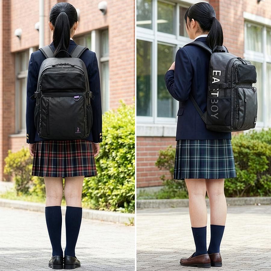 イーストボーイ スクバ スクールバッグ リュック 33L 通学 女子 高校生 中学生 軽量 大容量 撥水 黒 A4 B4 ハヌル EASTBOY EBA73 在庫限り | EASTBOY | 08