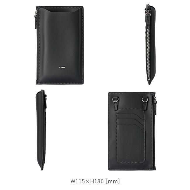 最大51% 2/17まで FARO ファーロ ショルダーポーチ スマホポーチ メンズ レディース ブランド レザー 本革 軽量 薄型 黒 イタリア製 Calma F2337G302 在庫限り | FARO | 07
