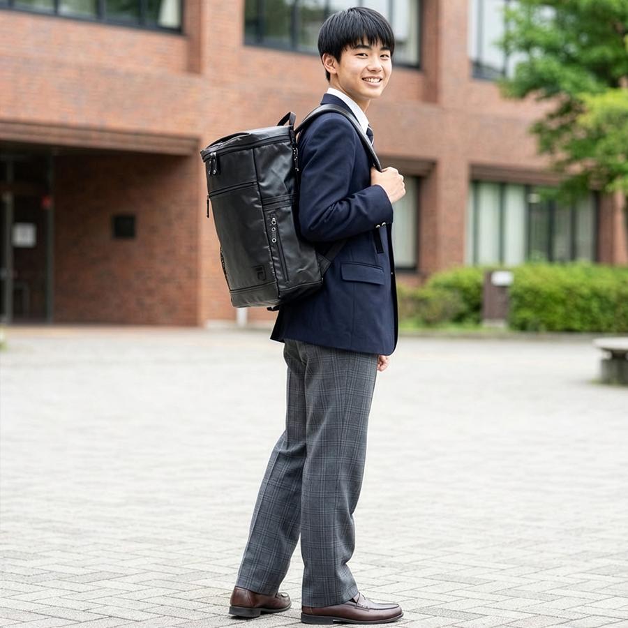 最大41% 10/2限定 FILA フィラ リュック 27L 大容量 女子 男子 軽量 防水 黒 中学生 高校生 通学 スクエア ボックス型 スクールバッグ スクバ 7349 在庫限り | FILA | 10