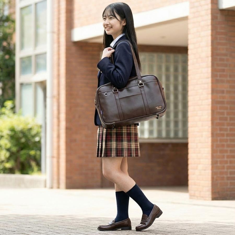 最大41% 2/5限定 FILA フィラ スクールバッグ スクバ 合皮 女子 女子高生 高校生 中学生 通学 黒 茶色 ブラック ブラウン バッグ カバン かわいい A4 7895 | FILA | 23