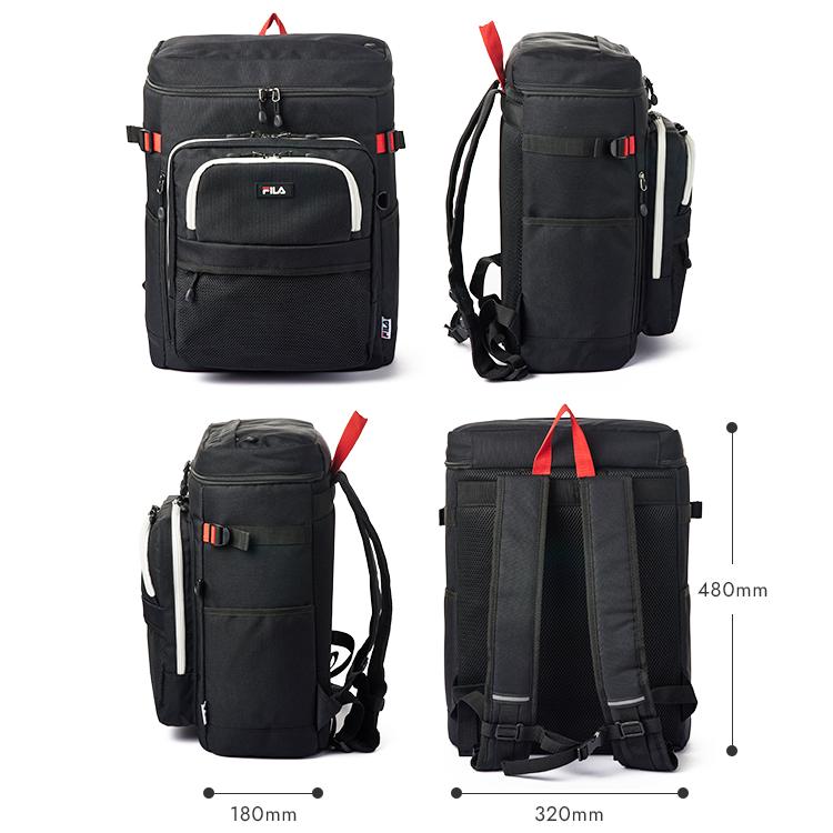 最大51% 1/11限定 FILA フィラ リュック 33L 大容量 女子 男子 軽量 撥水 黒 中学生 高校生 通学 大きめ スクエア ボックス型 スクールバッグ スクバ 7747 | FILA | 05