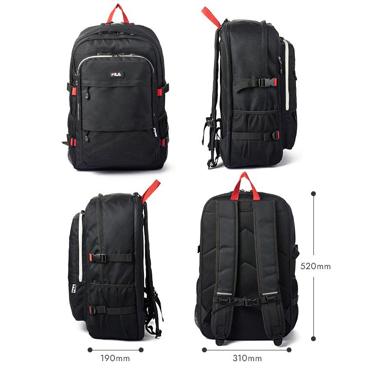 FILA フィラ リュック 35L 大容量 女子 男子 軽量 撥水 黒 中学生 高校生 通学 大きめ スクエア ボックス型 スクールバッグ スクバ 7748 | FILA | 05