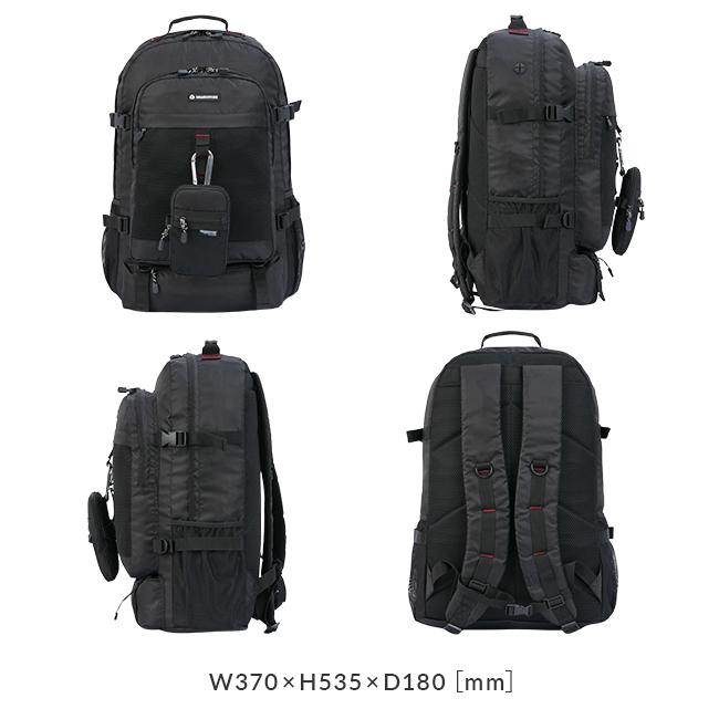 最大41% 3/25限定 グランドストーン リュック 42L 大容量 軽量 黒 女子 男子 中学生 高校生 修学旅行 通学 A4 B4 カラビナポーチ付属 GRANDSTONE GSA812 | GRAND STONE | 04