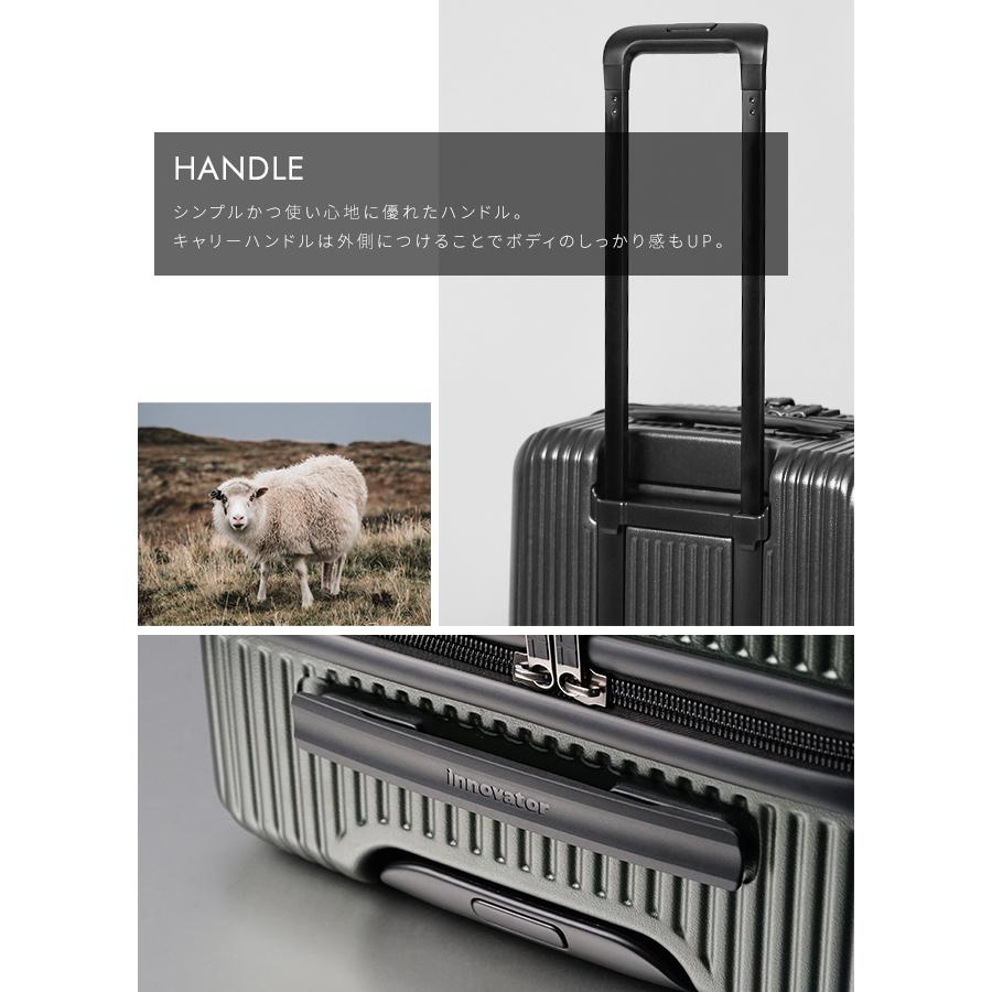 最大51% 4/22限定 2年保証＋特典 イノベーター スーツケース Mサイズ 55L INV155 フロントオープン ストッパー 軽量 中型 くすみカラー innovator sgpr | innovator | 14