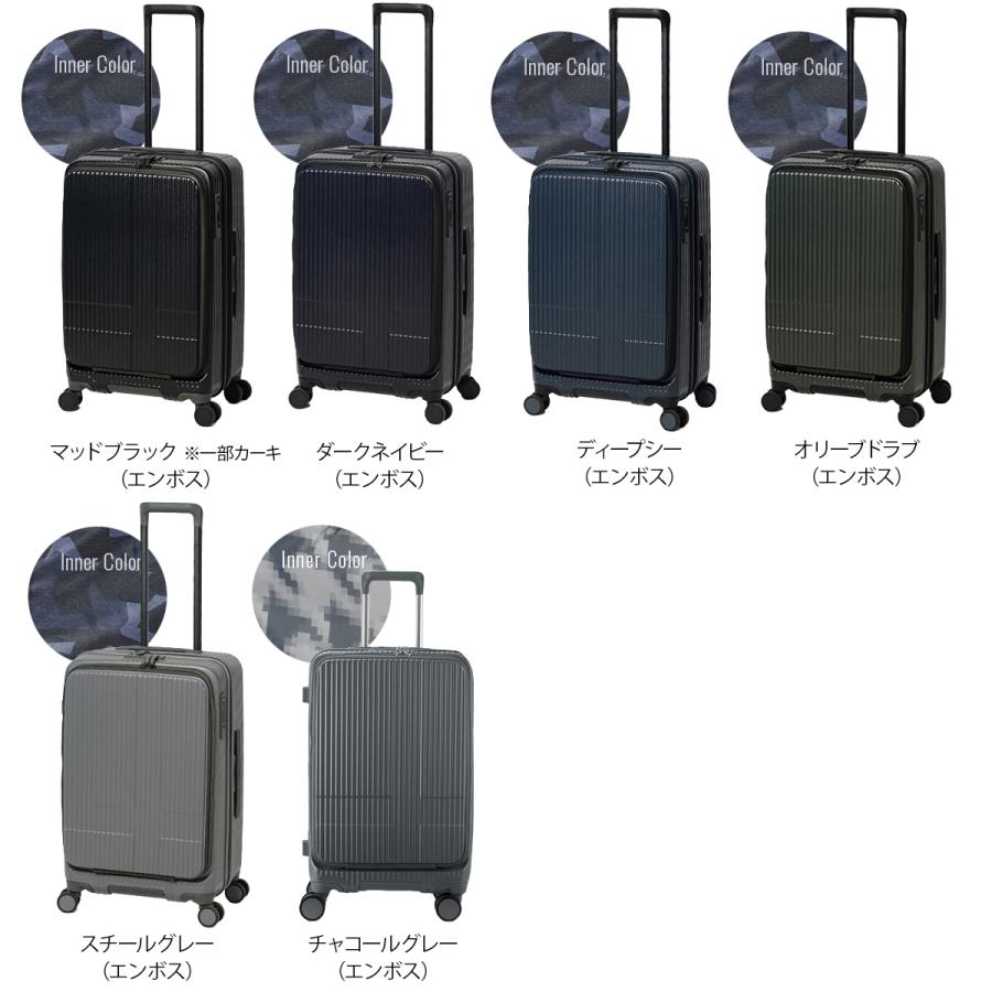 最大53% 3/22まで 2年保証＋特典 限定色 イノベーター スーツケース Mサイズ 55L INV155 フロントオープン ストッパー付き 軽量 中型 黒 ブラック innovator | innovator | 30