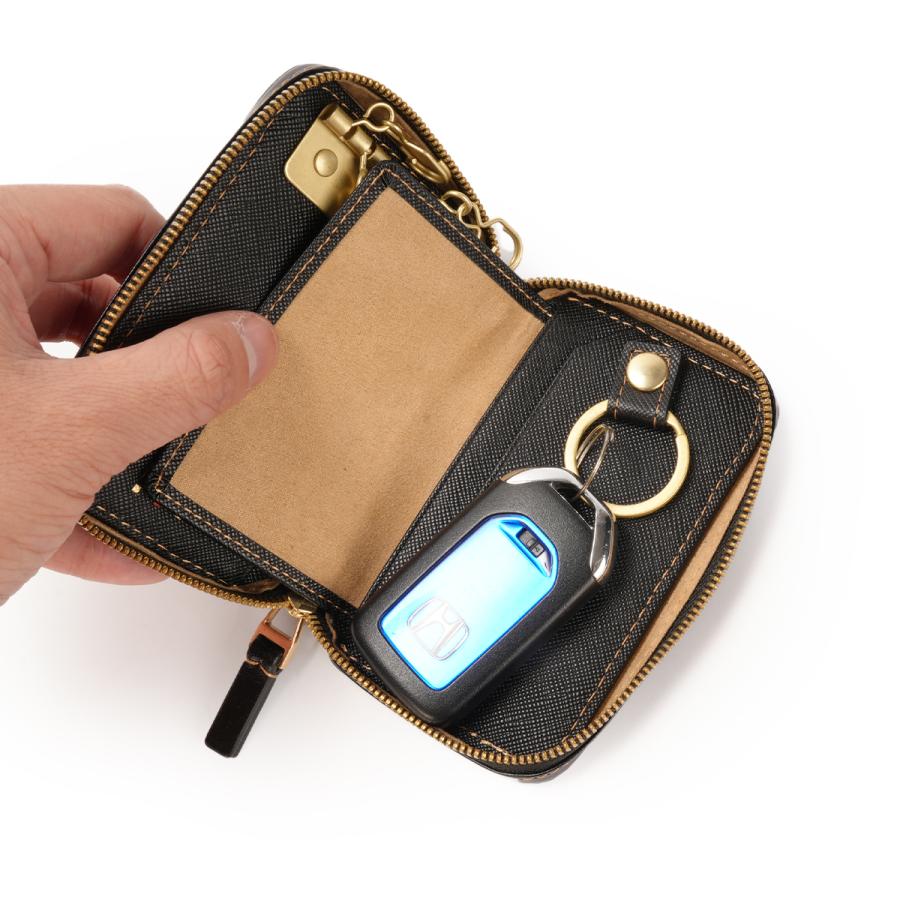 最大46% 2/19限定 イズイット モノクロ キーケース スマートキー カード メンズ ラウンドファスナー 本革 IS/IT Monochro 967602 | IS/IT | 14