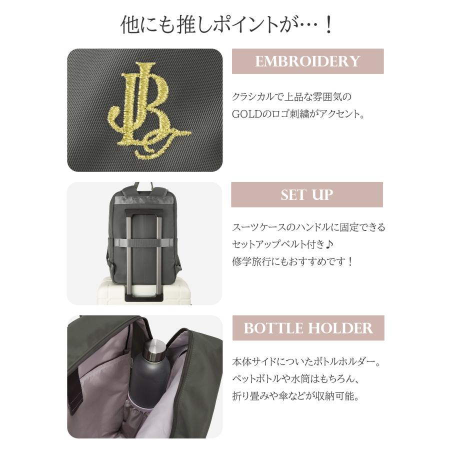 2026モデル ジュエルナローズ リュック 25L 大容量 軽量 女子 中学生 高校生 黒 大きめ スクエア ボックス型 スクールバッグ B4 Jewelna Rose 68913 | Jewelna Rose | 15