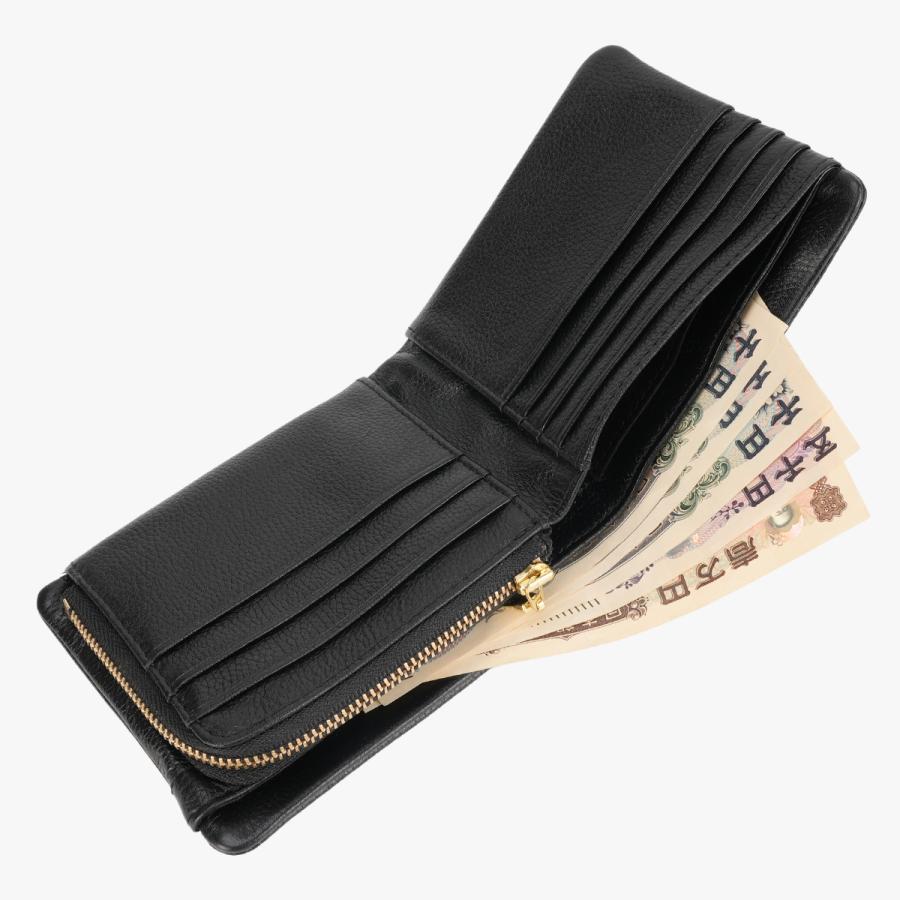 リー 二つ折り財布 ミドル財布 メンズ レディース ブランド レザー 本革 コンパクト 小型 小さい 小さめ ファスナー 黒 Lee 320-2000 | Lee | 12