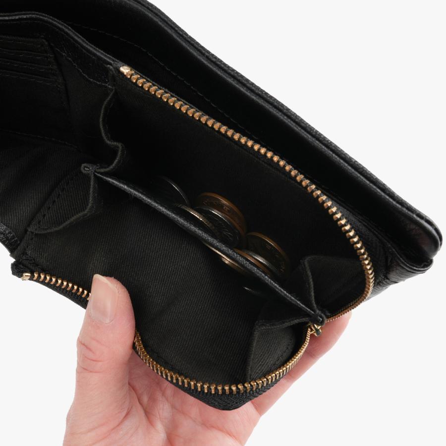リー 二つ折り財布 ミドル財布 メンズ レディース ブランド レザー 本革 コンパクト 小型 小さい 小さめ ファスナー 黒 Lee 320-2000 | Lee | 13