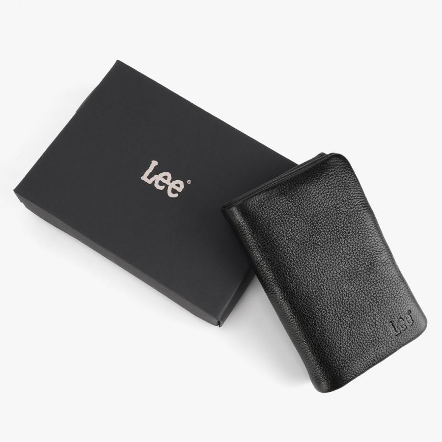 Lee リー ミドル財布 メンズ レディース ブランド レザー 本革 二つ折り コンパクト 小型 小さい 小さめ ファスナー 黒 320-2001 | Lee | 16