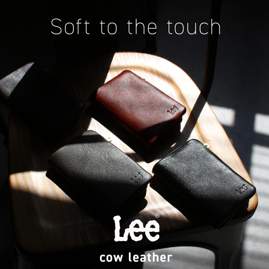 Lee リー ミドル財布 メンズ レディース ブランド レザー 本革 二つ折り コンパクト 小型 小さい 小さめ ファスナー 黒 320-2001 | Lee | 05