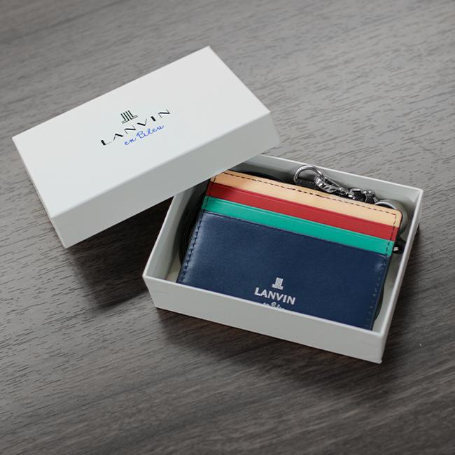 ランバンオンブルー パスケース ICカードケース メンズ レディース ネックストラップ レザー 本革 社員証 スタンパ LANVIN en Bleu 522606 | LANVIN en Bleu | 18