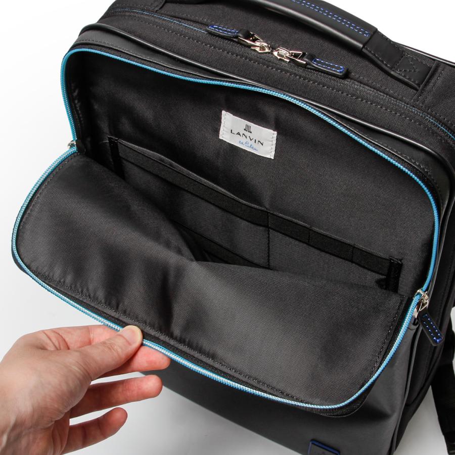 ランバンオンブルー 新品 定価31,900円 軽量 レザー ビジネスリュック黒 LANVIN en Bleu ランバンオンブルー リッパー リュック デイパック