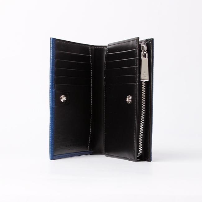 今期　美品本革ランバンオンブルー　ネイビー LANVIN en Bleu ランバンオンブルー ランバン 財布 二つ折り財布 本革
