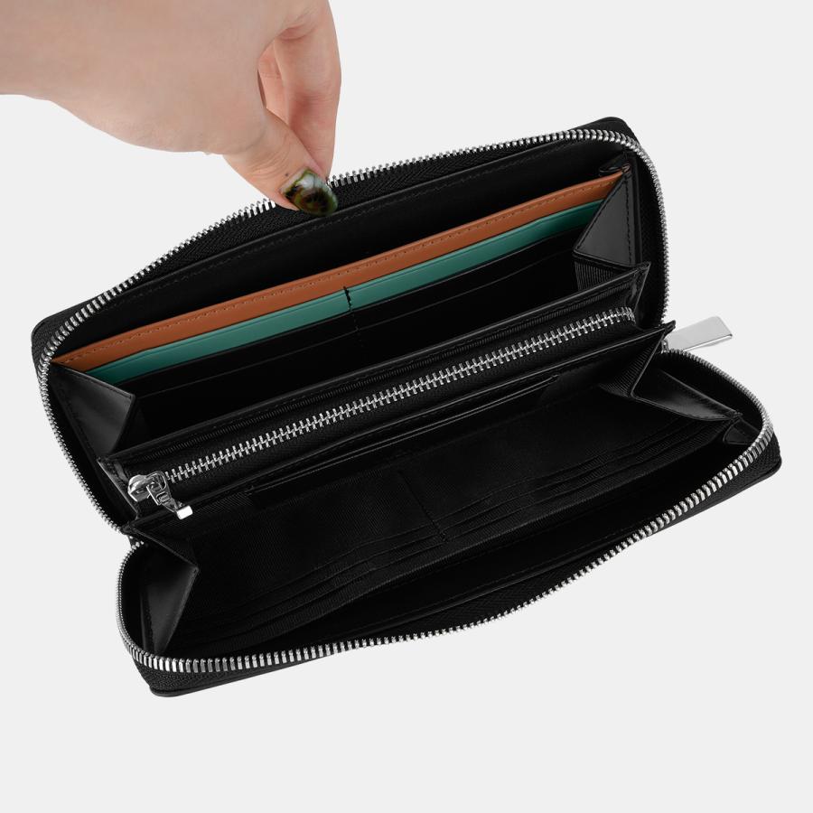 最大50% 2/15限定 ランバンオンブルー ポワール 長財布 ラウンドファスナー 本革 化粧箱付き ブランド LANVIN en Bleu 537607 | LANVIN en Bleu | 12