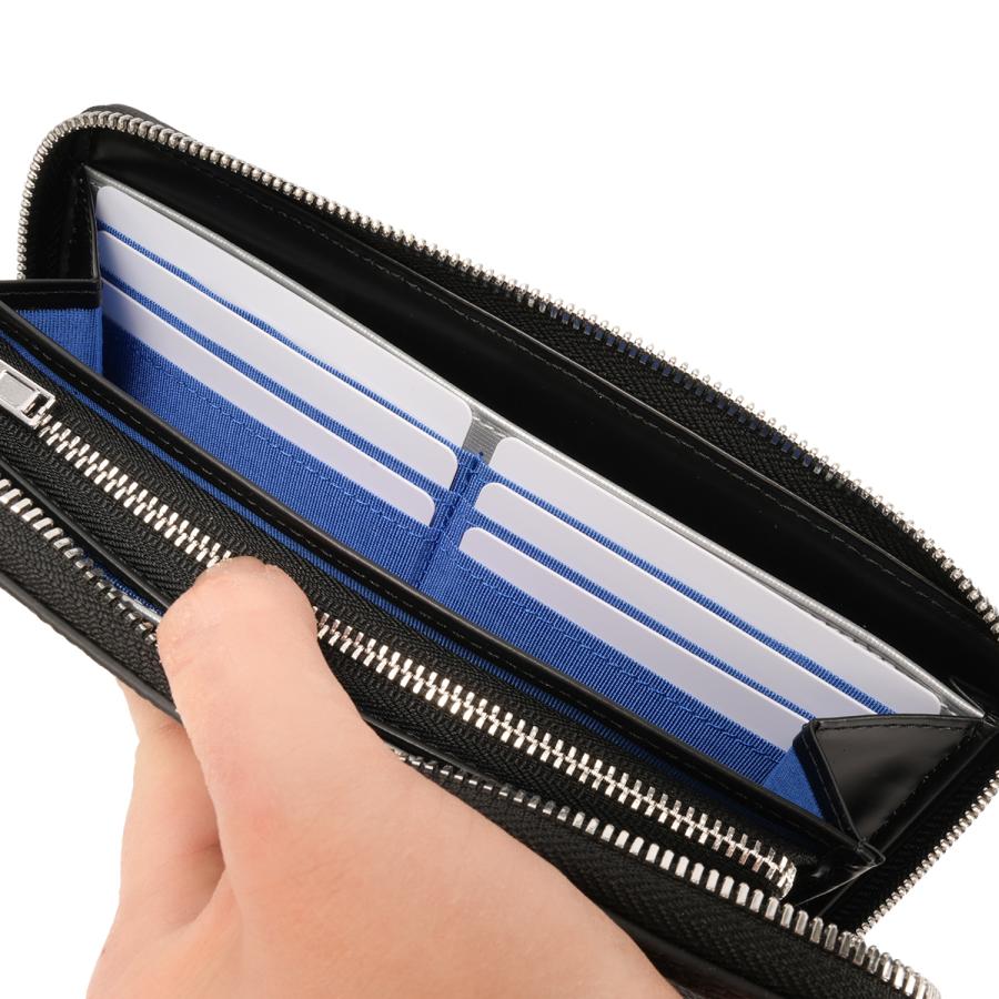 最大51% 3/30限定 ランバンオンブルー モル 長財布 ラウンドファスナー 本革 シュリンクレザー メンズ ブランド 化粧箱付き LANVIN en Bleu Molle 538606 | LANVIN en Bleu | 09