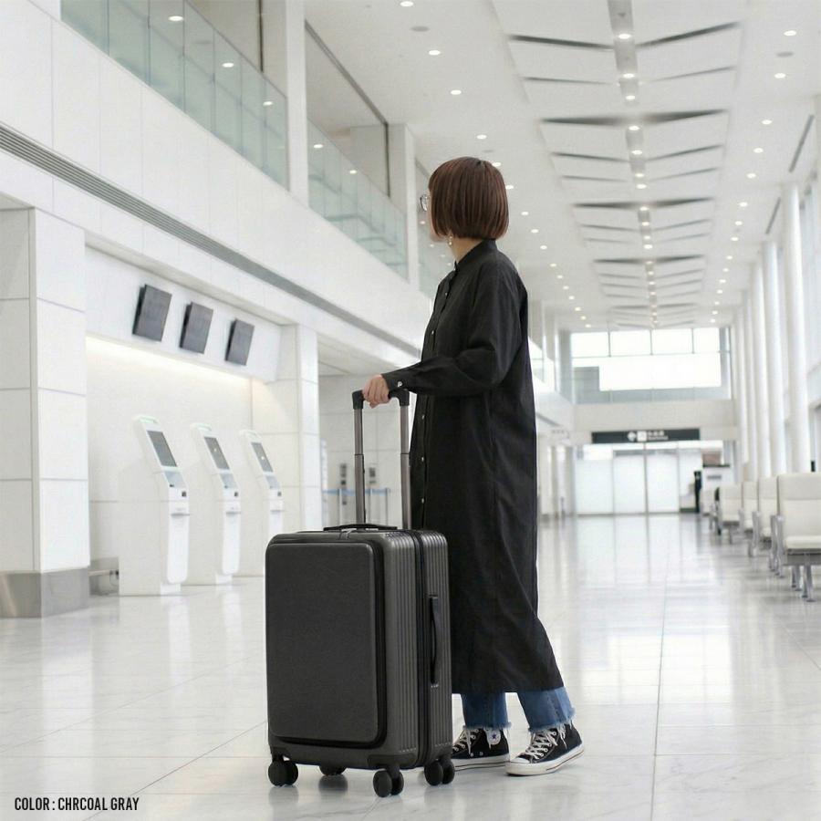最大43% 9/14まで マンセル スーツケース M 55L フロントオープン ストッパー付き 軽量 前開き ブランド キャリーケース Mサイズ mansel 0015 | MAN-SEL | 09