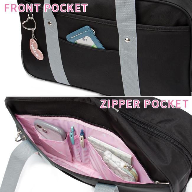 最大42% 3/29限定 ナイスクラップ スクールバッグ スクバ ナイロン 女子 女子高生 高校生 中学生 通学 黒 紺 バッグ カバン かわいい A4 NICE CLAUP NC377 | NICE CLAUP | 12