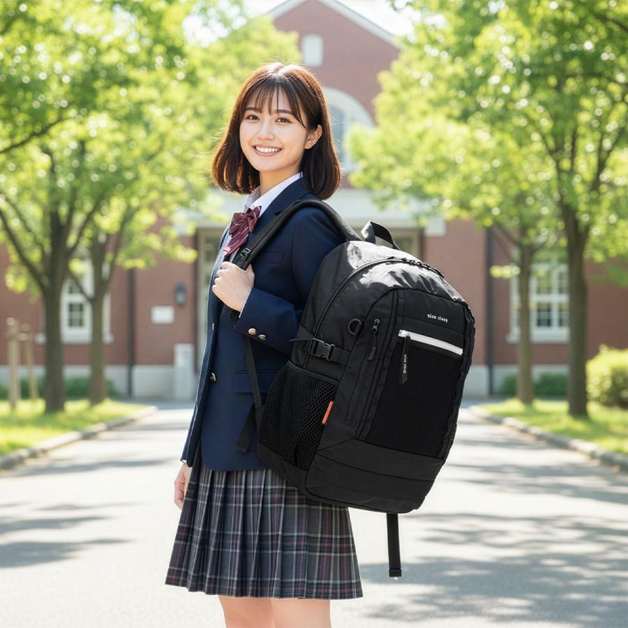 最大55% 2/1まで 2026モデル ナイスクラップ リュック 34L 通学 女子 女子高生 高校生 中学生 スクールリュック スクールバッグ ニュイ NICE CLAUP NC414 | NICE CLAUP | 03