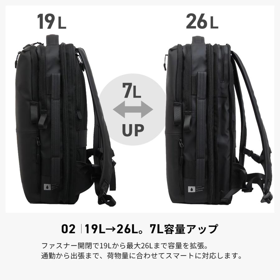 最大41% 9/29限定 PID ビジネスリュック 2WAY ビジネスバッグ 19L/26L 拡張 PC収納 フルオープン 撥水 耐水 メンズ 出張 p.i.d PAK501 | P.I.D | 06