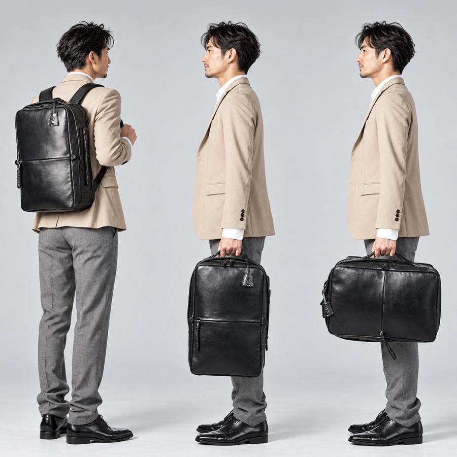 最大40% 10/25限定 ピーアイディー p.i.d ビジネスリュック メンズ 50代 40代 通勤 撥水 本革 大人 レザー 薄型 スリム ビジネスバッグ PID paz102 | P.I.D | 08