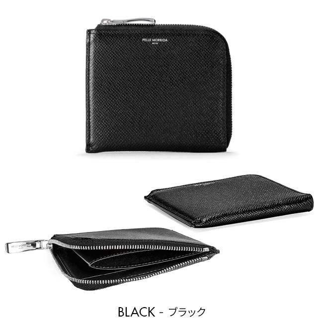 美品✨ペッレモルビダ L字ファスナー 折財布 サフィアーノレザー 黒