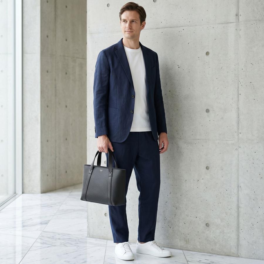 ペッレモルビダ ネイビー シボ革　B4可　メンズ　レザートートバッグ 良品 PELLE MORBIDA（ペッレ モルビダ） トートバッグ メンズ レディース