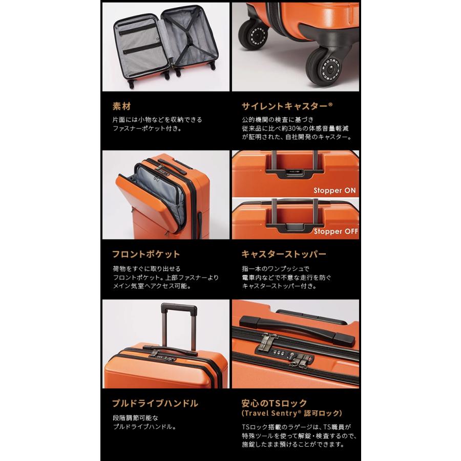 最大51% 12/28限定 プロテカ スーツケース Mサイズ 62L 軽量 中型 日本製 フロントオープン 静音キャスター ストッパー ポケットライナー2 01342 10年保証 | ProtecA | 10