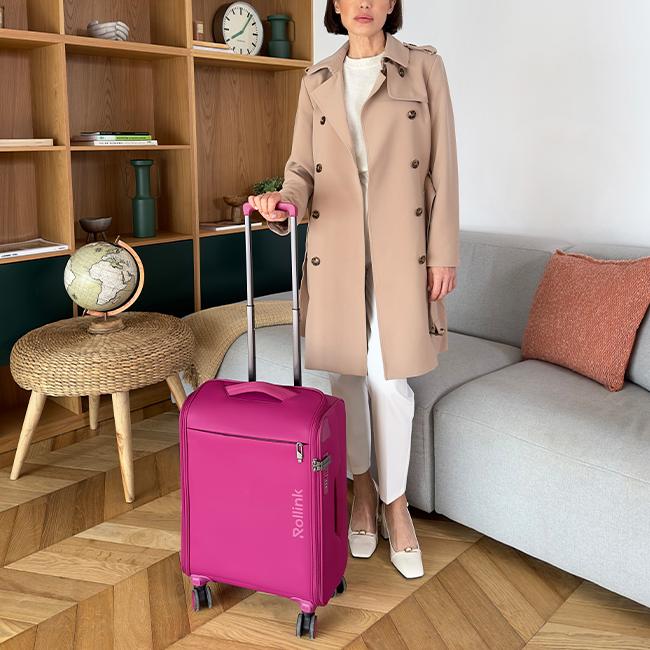 Rollink キャリーケース 小型 機内持込 40L ピンク　折りたたみ Rollink 最大49% 10/1限定 ローリンク ソフトキャリー スーツ