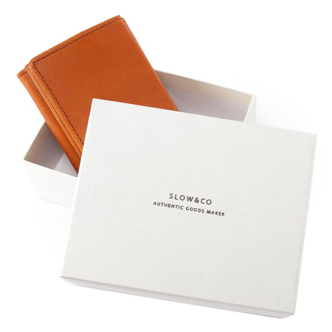 美品・箱付 SLOW & CO コンパクトウォレット　三つ折り　レザー　ブラック SLOW(ファッション) 最大50% 8/25限定 SLOW スロウ 財布 三