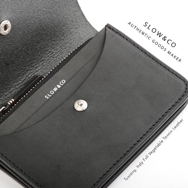 SLOW&CO ブラックレザー二つ折り財布 SLOW(ファッション) 最大42% 9/7限定 SLOW スロウ 財布 二つ折り