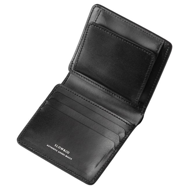 値段によっては値下げ可[美品]SLOW&CO 黒 レザー ミニ財布 SLOW(ファッション) SLOW スロウ 財布 二つ折り財布 ミニ財布