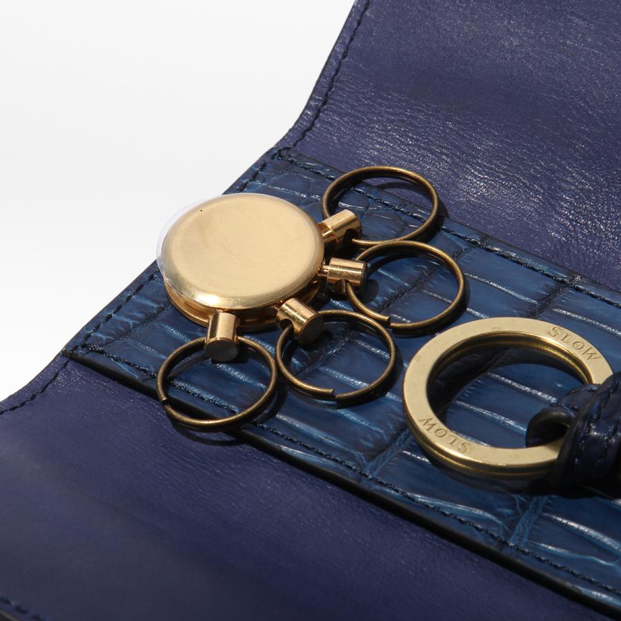 最大46% 2/19限定 SLOW スロウ キーケース スマートキー クロコダイル レザー 本革 メンズ ブランド ワニ革 藍染 日本製 4連 crocodile SO915R | SLOW(ファッション) | 06