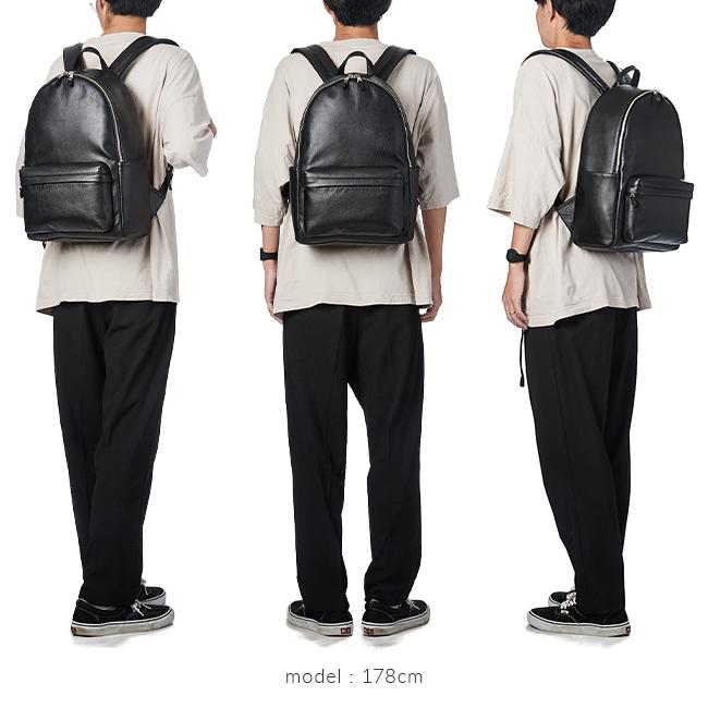 ゾンネ　黒 レザー ラウンド型リュック SONNE（ゾンネ） 最大42% 12/7限定 リュック デイパック 本革 A4用紙