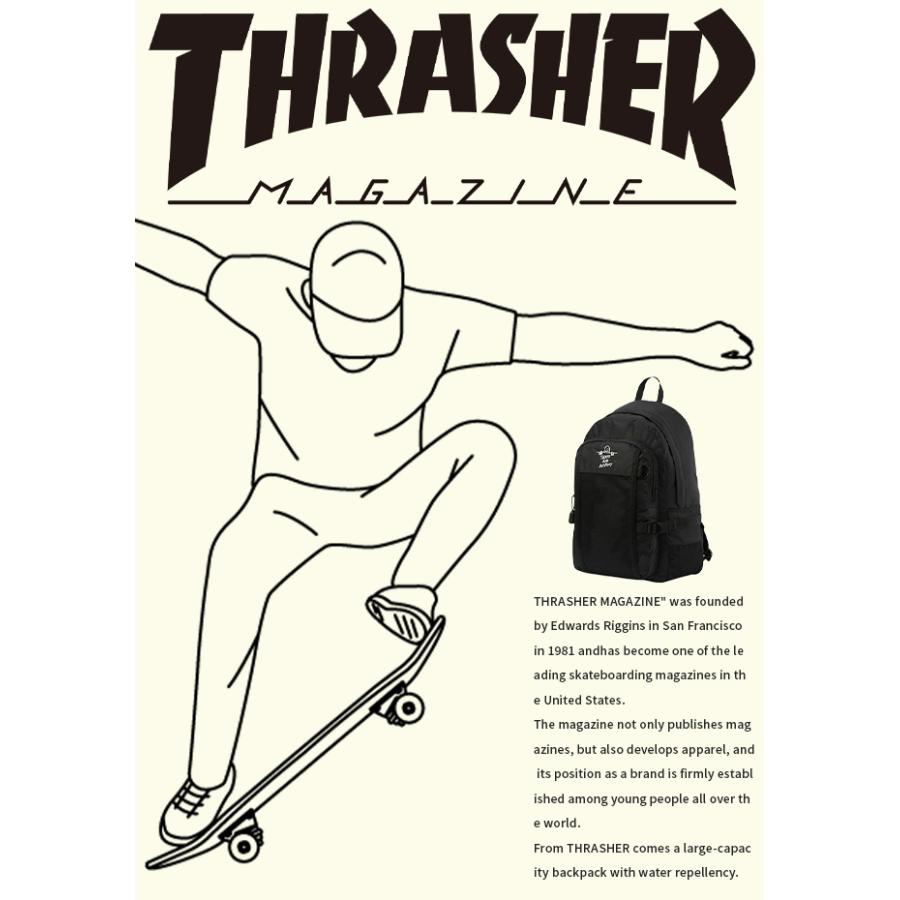 最大41% 3/5限定 スラッシャー リュック 30L 大容量 軽量 男子 女子 中学生 高校生 黒 通学 2層 スケートボード スクールバッグ A4 B4 THRASHER THR-299 | THRASHER | 03