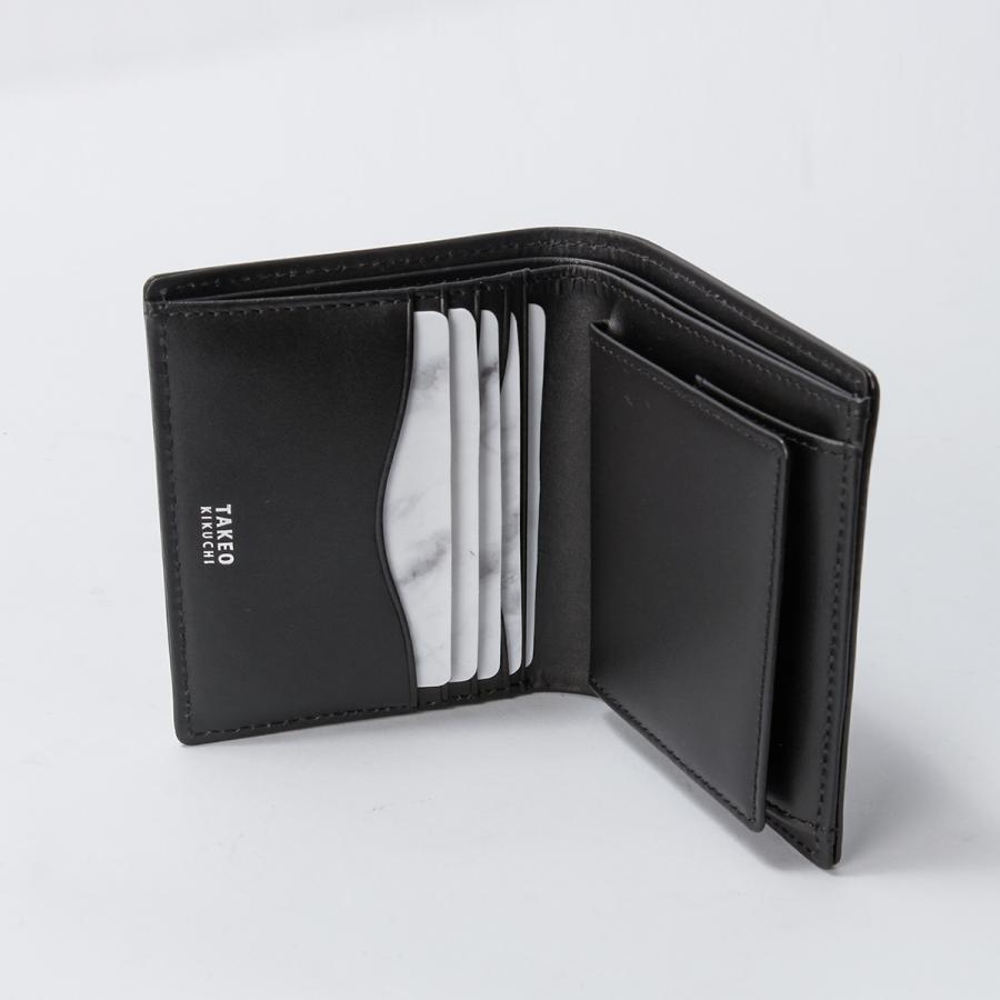 TAKEO KIKUCHI(タケオキクチ)　財布 フレンチカーフ 2折財布 黒 TAKEO KIKUCHI 最大42% 8/16限定 タケオキクチ 財布 二つ折り