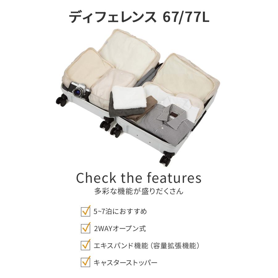 最大50% 8/5限定 エース トーキョーレーベル ディフェレンス スーツケース Mサイズ 65L/77L 拡張 片開き フロントオープン ストッパー ACE 05723 | ace. TOKYO LABEL | 07