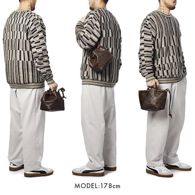 VASCO 2WAY巾着バッグ Sサイズ vasco LEATHER MAILMAN PURSE BAG レザー巾着バッグ VS-210L ブラウン