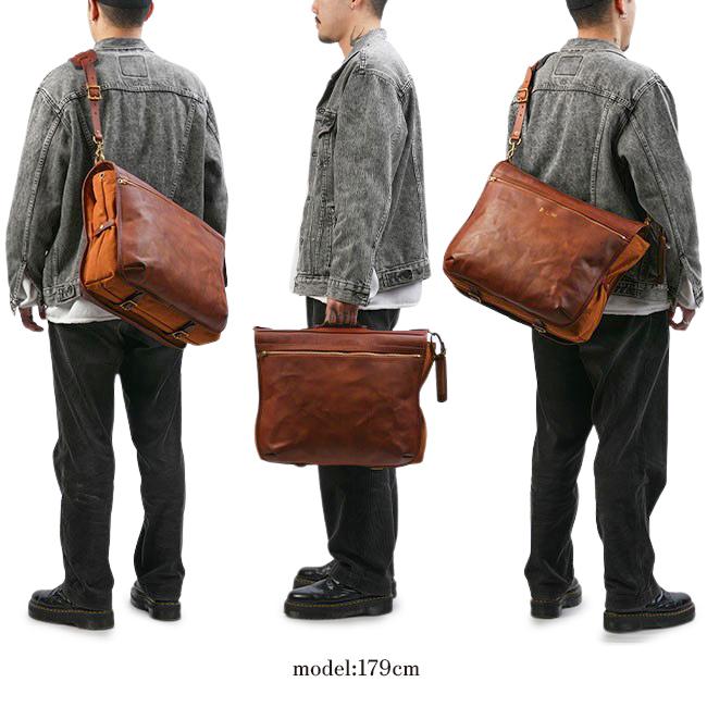 最大50% 2/5限定 vasco ヴァスコ ショルダーバッグ メンズ レディース ブランド レザー 本革 日本製 大容量 大きめ 斜めがけ A4 B4 オールドオイル VS-272L | vasco | 09