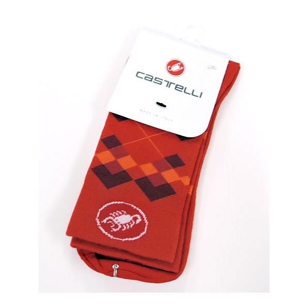 CASTELLI カステリ 21554 ROMBO 18 SOCK（サイクルソックス）：656 FIERY RED/BORDEAUX/ORANGE | Castelli | 01