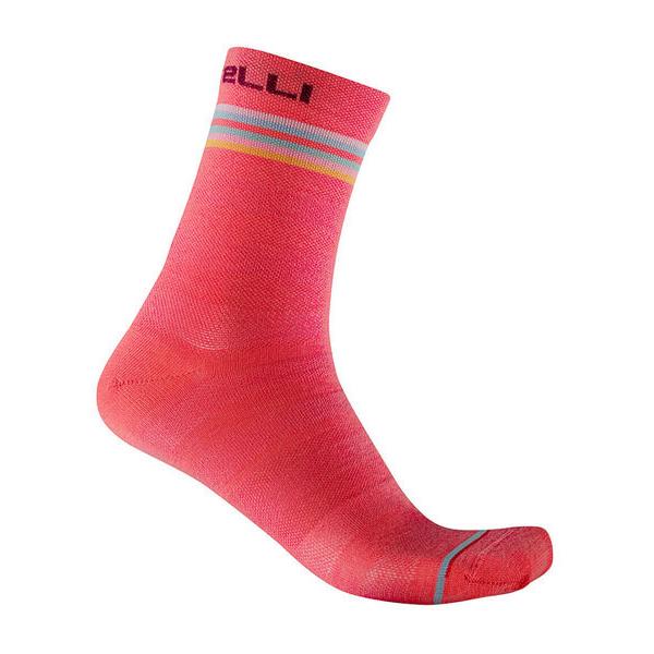 CASTELLI カステリ 21557 GO W 15 SOCK（レディースサイクルソックス）：288 BRILLIANT PINK/BORDEAUX-LIGHT｜selectit-plus