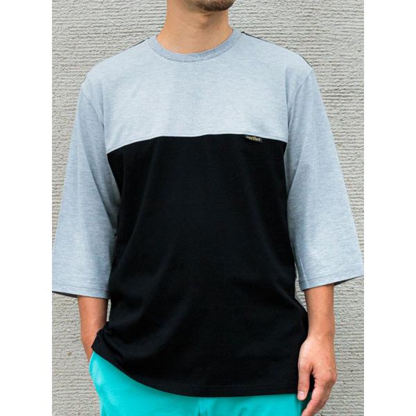 narifuri ナリフリ NF1143 マルチテックコンビ6分袖Tシャツ：001 BK | narifuri | 02