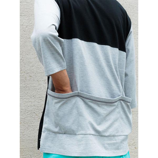 narifuri ナリフリ NF1143 マルチテックコンビ6分袖Tシャツ：001 BK | narifuri | 05