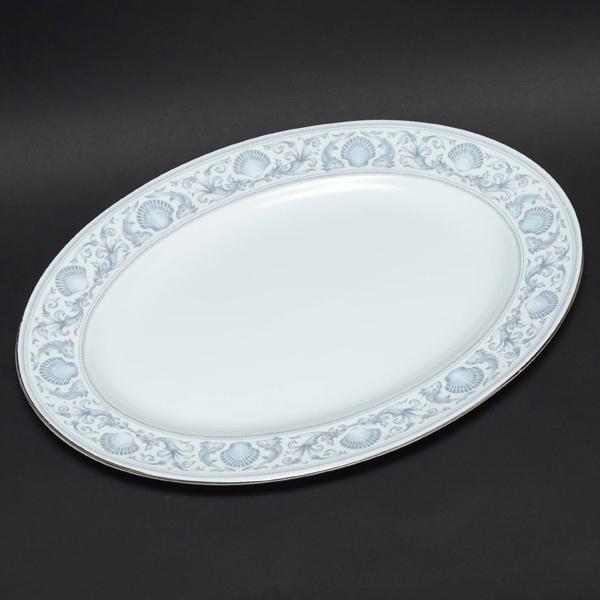 ウェエッジウッド ドルフィン（ホワイト） 39cmオーバルプラター ※銀彩剥げ | WEDGWOOD